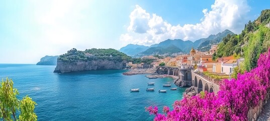 Picturesque coastal town nestled in a Mediterranean harbor.