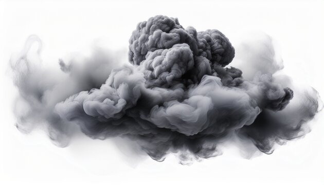 dark gray smoke cloud with realistic texture isolated on white background