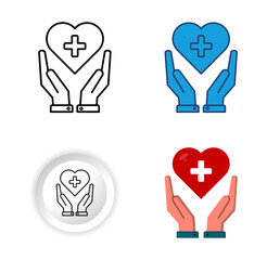 Four Style Healthcare Icon Set, in different styles, flat, outline, glyph and button. ideal for infographics, medical presentations etc.