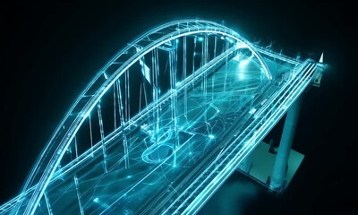 Futuristic Neon Bridge: A Digital Architectural Marvel - Powered by Adobe