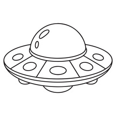 Cute UFO Spaceship Coloring Page for Kids – Simple Space-Themed Bold Line Art

