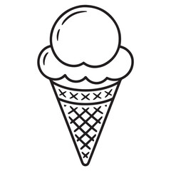 Ice Cream Cone Line Drawing – Classic Dessert Coloring Page
