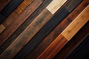 Wood flooring samples show various tones and wood grain patterns. Use it to showcase texture, backgrounds, or home improvement concepts.