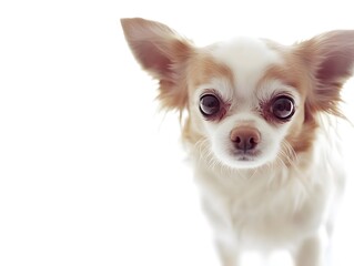 Obraz premium Adorable Chihuahua Dog Portrait: Cute and Fluffy Companionship on a White Background