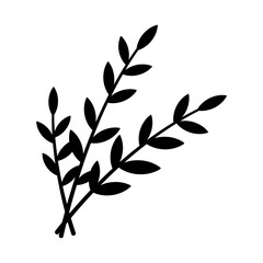 Plant branch icon. Tree, bush. Black silhouette. Front side view. Vector simple flat graphic illustration. Isolated object on white background. Isolate.