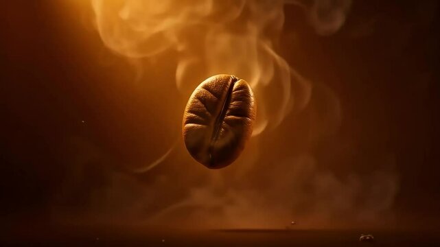 Aromatic Coffee Bean Floating in Swirling Steam A Stunning Visual for Coffee Brands and Advertising
