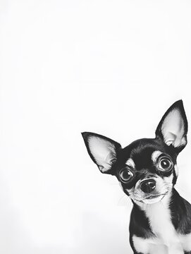 Adorable Chihuahua Dog Portrait: Cute Black and White Pet with Silly Innocent Expressions