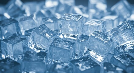 Obraz premium Cool refreshing ice cubes glistening with water droplets in close-up view