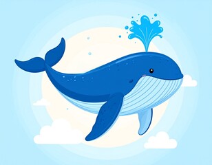 Obraz premium Whale jumping in ocean cartoon 