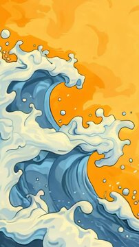 4K Illustration of Eternal Wave in Traditional Japanese Tattoo Style | Bold Line Art with Stylized Ocean Motif | Ukiyo-e Inspired Artwork