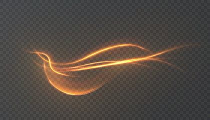 Curved golden light trail with soft glow. Smooth swirling vortex for energy effects, magic spells, glowing waves or sci-fi interfaces.