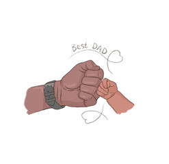 Fists of black father and child with heart hand-drawn illustration on a transparent background.