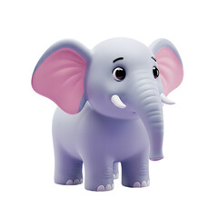 Fototapeta premium Adorable 3D Render of a Baby Elephant: A Cute Cartoon Character Design