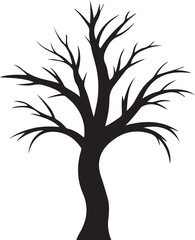 Fototapeta premium A black tree silhouette vector art of nature shows a bare branch design, a winter symbol of plant life