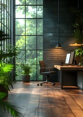 modern office environment with technology and gadgets, corporate digital style
