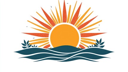 Summer Sunrise Ocean Waves: A Vibrant Illustration of Coastal Serenity