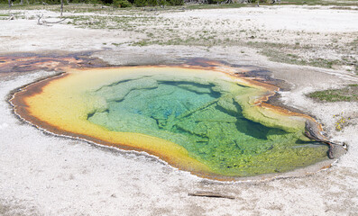 Geothermal pool in Biscuit Basin, Yellowstone Park. Wyoming, USA