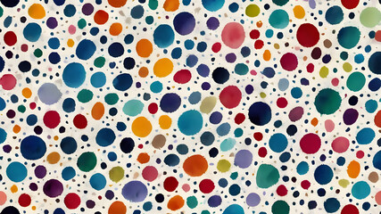 Hand drawn geometric seamless  Round circular dot  polka dot pattern. doodle.  AI generated image, ai