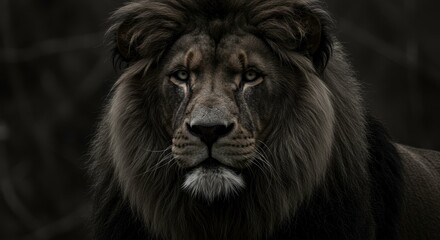 Majestic lion portrait intense gaze powerful symbol of nature's wild beauty