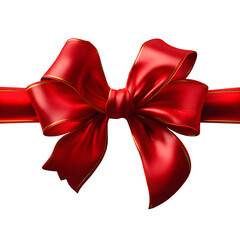 Red ribbon and bow, isolated on transparent background