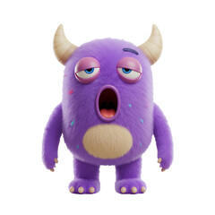 Fototapeta premium Adorable Purple Monster Yawning: A 3D Rendered Cartoon Character