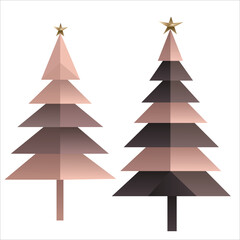 A set vector hand-drawn minimalistic abstract illustration of an origami Christmas tree made using simple geometric shapes. Suitable for printing, wallpaper creation or digital projects. A hand-drawn 