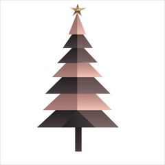 Fototapeta premium A vector hand-drawn minimalistic abstract illustration of an origami Christmas tree made using simple geometric shapes. Suitable for printing, wallpaper creation or digital projects. A hand-drawn 