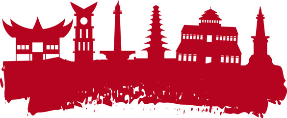 Obraz premium Indonesian Building Monuments Silhouette