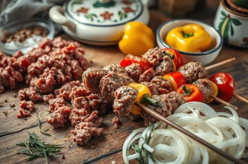 Fototapeta premium Syrian Kitchen Kebab Preparation