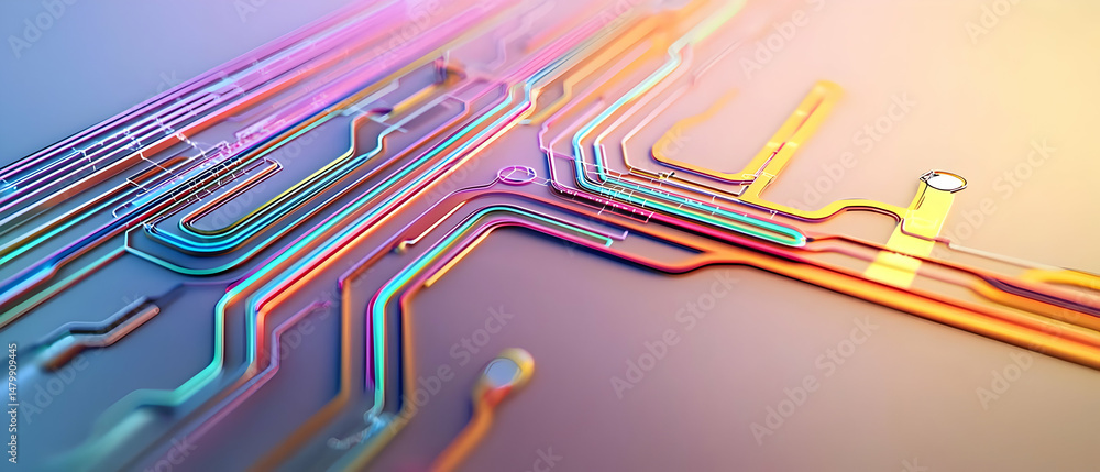 Poster abstract colorful circuit board design