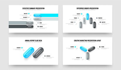 Digital Review Four Five Two Three Option Diagram Frame Layout Vector Illustration Bundle. Company Growth 4 5 2 3 Step Infographic Presentation Template Collection.