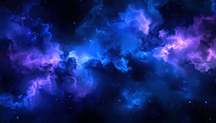 Cosmic Nebula With Vibrant Purple And Blue Colors In A Deep Space Background