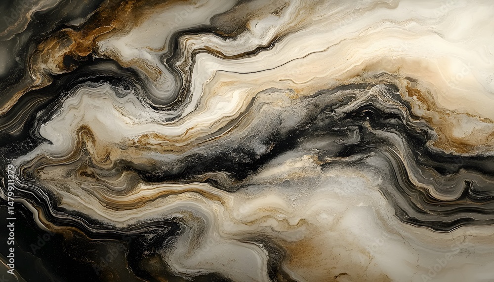 Poster abstract design of flowing marble patterns in rich tones.