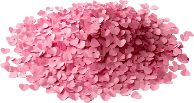 A Heap of Pink Paper Hearts