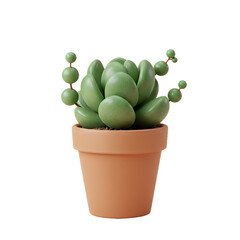Adorable 3D Rendered Succulent Plant in Terracotta Pot: A Cute Home Decor Element