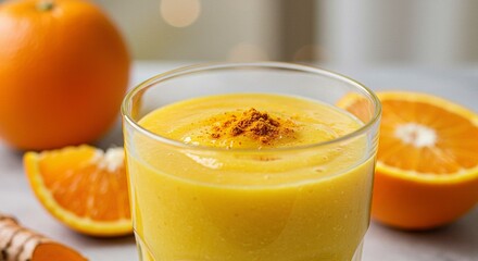 Refreshing orange turmeric smoothie: healthy drink for energy and vitality