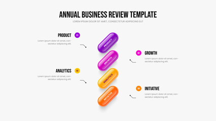 Creative Forecast Four Element Diagram Slideshow Template. Consulting Launch 4 Option Infographic Frame Layout. Visual Planning Slide Design Vector Illustration.