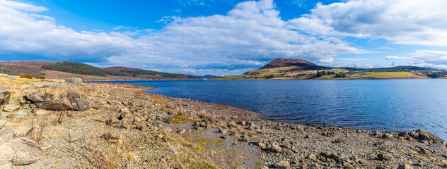 A view along the north shore of lake Tryweryn near Bala, Wales in springtime