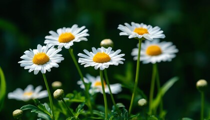 Obraz premium White daisies in green foliage