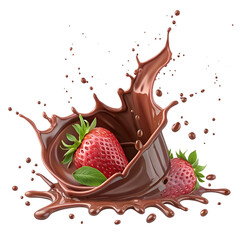 chocolate splash border with dynamic splatters and drips, isolated on a white background