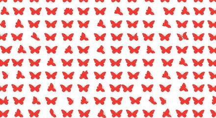 Red Butterfly Pattern Seamless Repeat Texture White Background Nature Inspired Design