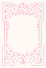 Hand Drawn Elegant Vintage Romantic Border Illustration – Floral Frame, Wedding Invitation, Luxury Bridal Shower, Ornamental Decorative Vector, Antique Line Art Design