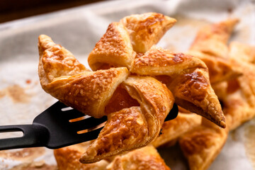 Apricot Puff Pastry Pinwheels. Pastry. Dessert. Food. Apricot jam