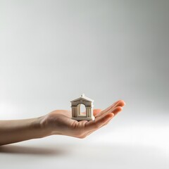 Small museum model on palm