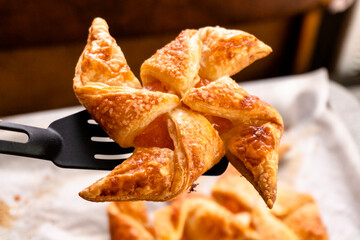 Apricot Puff Pastry Pinwheels. Pastry. Dessert. Food. Apricot jam