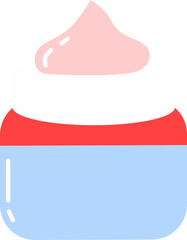 Obraz premium Red and Blue Skincare Icon in Flat Minimal Style Featuring Cream Bottles Tubes Jars and Wellness Symbols for Beauty Packaging Health Apps and Self Care Designs