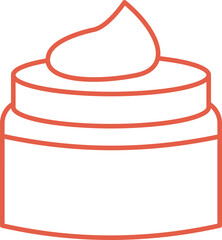 Minimal Red Line Skincare Icon Featuring Bottles Creams Tubes and Wellness Products for Beauty Apps Packaging Designs and Self Care Branding Projects