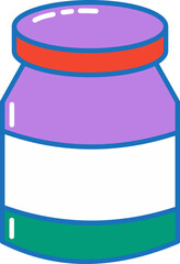 Colorful Flat Skincare Icon With Creams Bottles Tubes Jars and Face Masks in Modern Purple Blue and Green Palette for Beauty Packaging and Self Care Designs