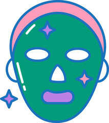 Colorful Flat Skincare Icon With Creams Bottles Tubes Jars and Face Masks in Modern Purple Blue and Green Palette for Beauty Packaging and Self Care Designs