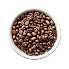 Fototapeta premium Coffee beans in white bowl on transparent background
